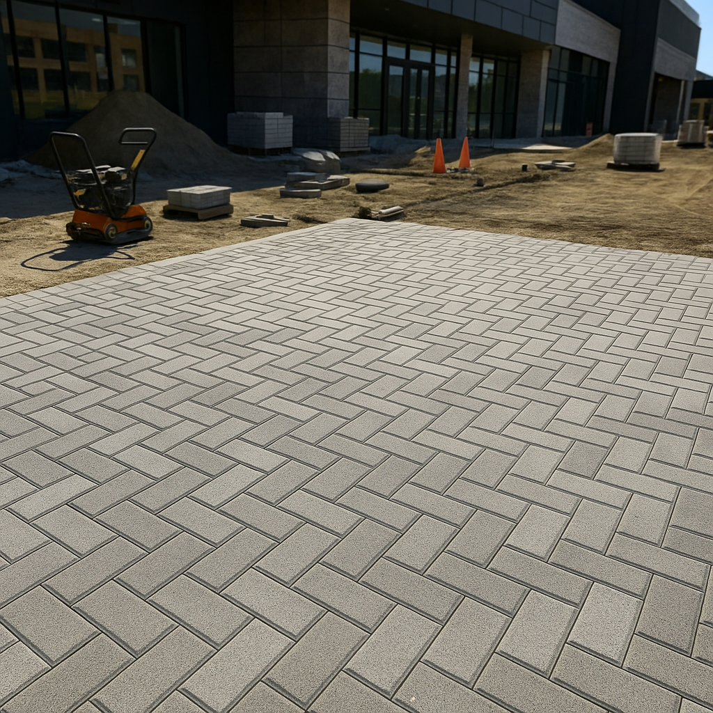 Paver em obra comercial